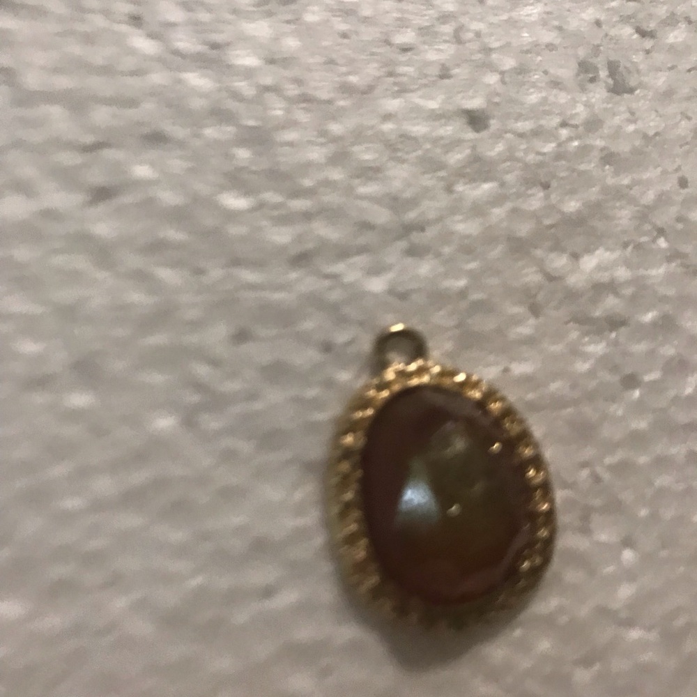 Gold-Tone fuzzy pink Oval Pendant Necklace Charm